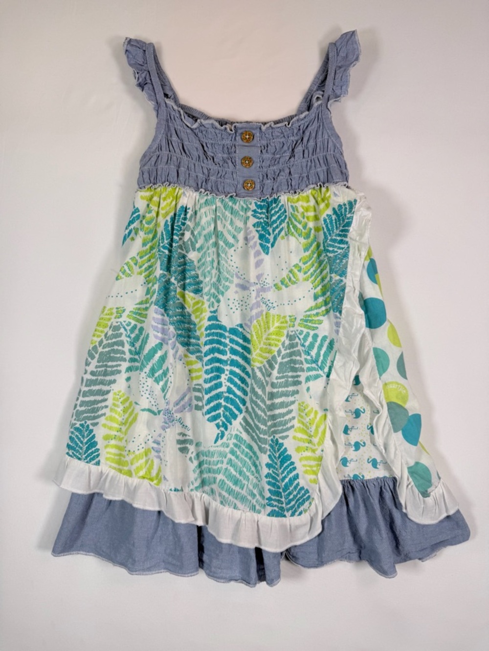 NAARTJIE KIDS Girls' Floral Ruffle Layered Flamingo Print Sundress Cottagecore 6
